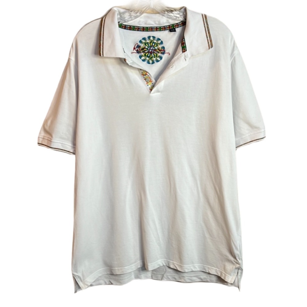 Robert Graham Sz XL White Polo Shirt with Classic Collar